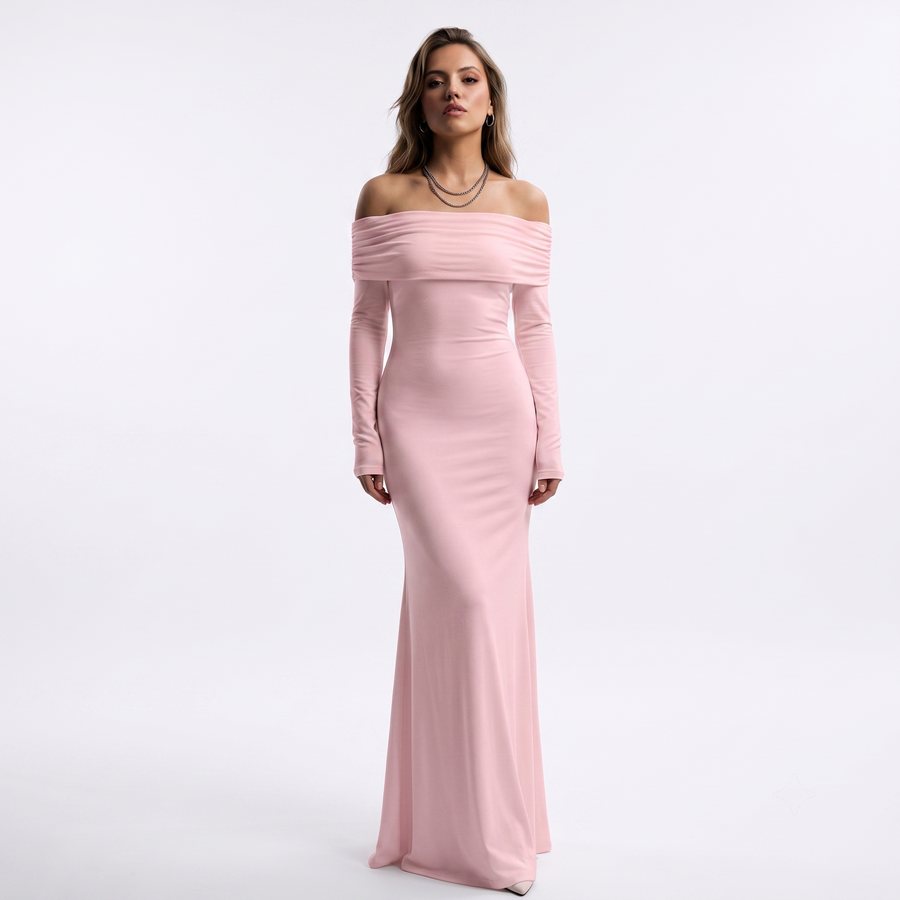 OFF-SHOULDER ELEGANCE – Maxikleid mit trägerfreiem Schnitt