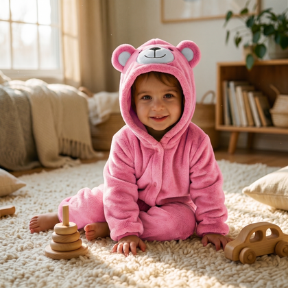 Baby Bären-Kostüm – Kuscheliger Fleece Overall mit Kapuze für Kleinkinder