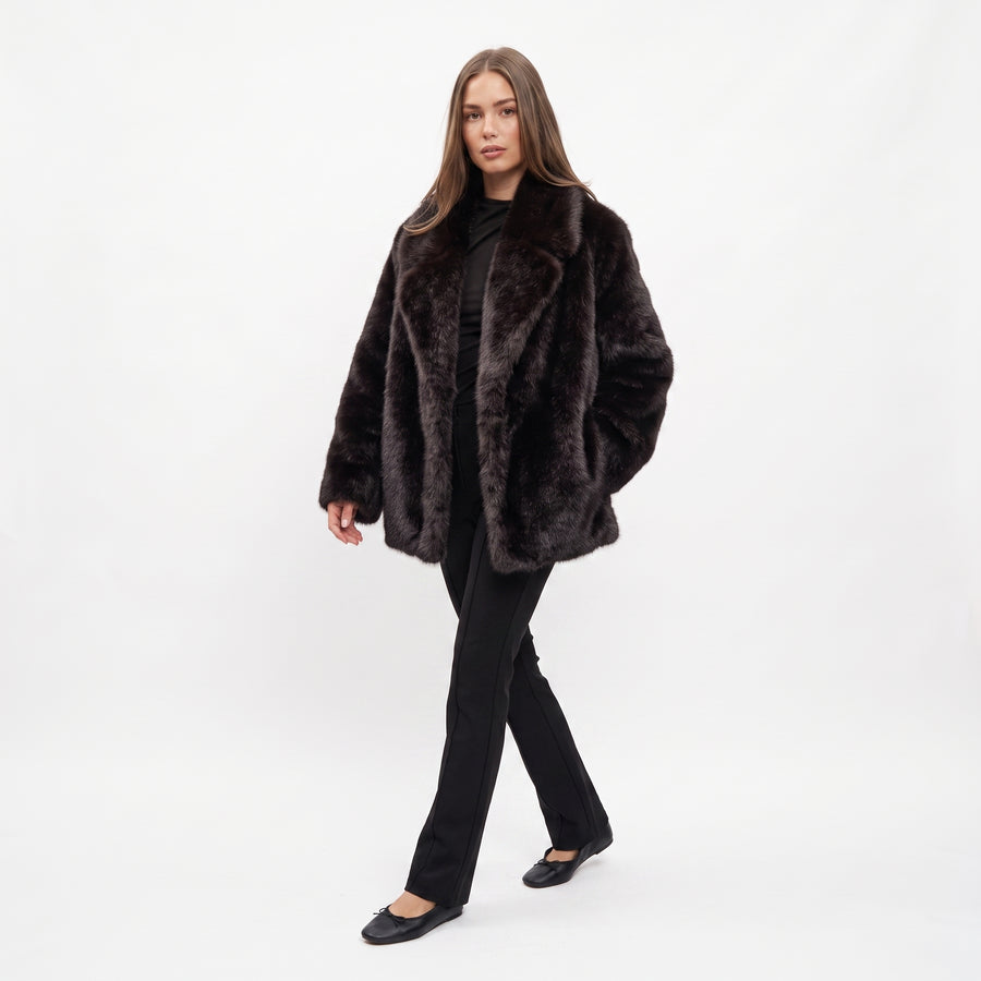 FOX COLLAR – Kunstfuchs-Pelzmantel mit Anzugkragen