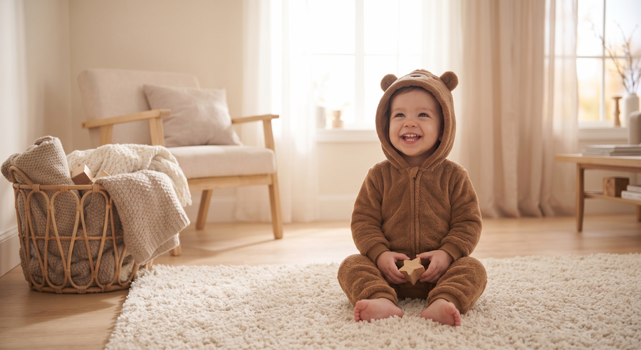 TEDDY BEAR ONESIE – Kuschel-Fleece-Overall für Kleinkinder