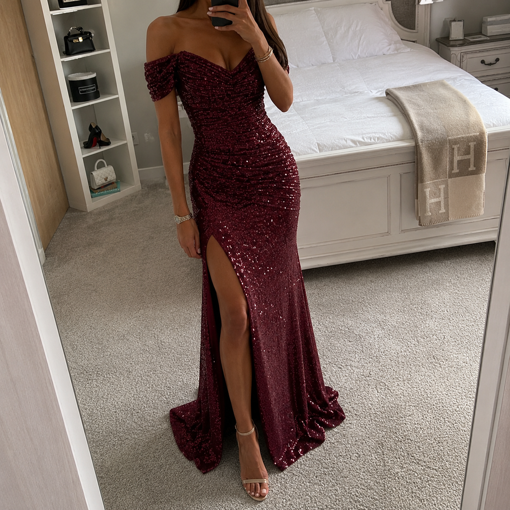 Pinkes Glitzerkleid – Elegantes Partykleid für Damen