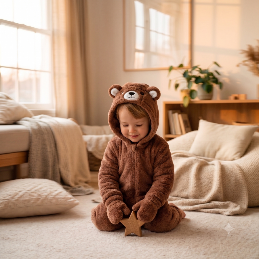 TEDDY BEAR ONESIE – Kuschel-Fleece-Overall für Kleinkinder