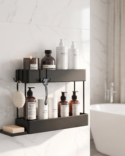 BLACK SHELF – Wandmontierte Metall-Duschablage mit Seifenschale