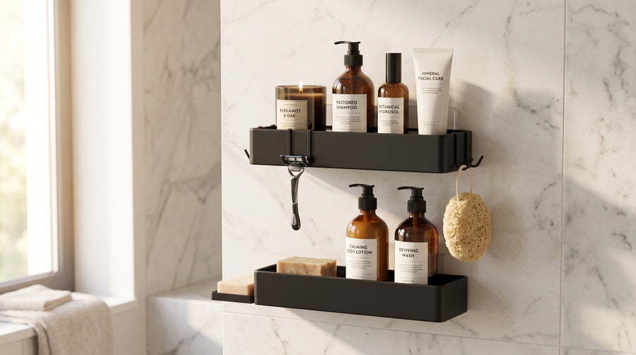 BLACK SHELF – Wandmontierte Metall-Duschablage mit Seifenschale